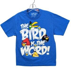 Angry Birds Fifth Sun T-Shirt Youth Size‎ M Blue The Bird is the Word Video Game